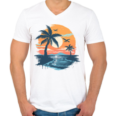 PRINTFASHION Nyári hangulat  - Férfi V-nyakú póló - Fehér