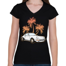 PRINTFASHION Nyári hangulat - Női V-nyakú póló - Fekete