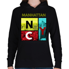 PRINTFASHION NYC MANHATTAN - Női kapucnis pulóver - Fekete női pulóver, kardigán
