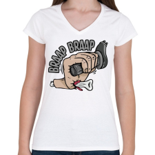 PRINTFASHION Nyélgáz! - Női V-nyakú póló - Fehér női póló