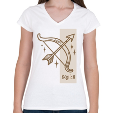 PRINTFASHION Nyilas horoszkóp - Női V-nyakú póló - Fehér