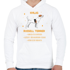 PRINTFASHION Nyilas - Russell terrier - Férfi kapucnis pulóver - Fehér férfi pulóver, kardigán
