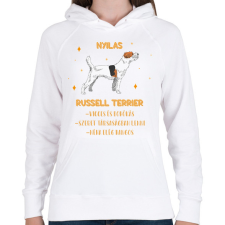 PRINTFASHION Nyilas - Russell terrier - Női kapucnis pulóver - Fehér női pulóver, kardigán