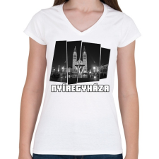 PRINTFASHION Nyíregyháza (GTA stílus) - Női V-nyakú póló - Fehér női póló