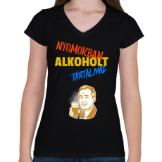 PRINTFASHION NYOMOKBAN ALKOHOLT TARTALMAZ - Női V-nyakú póló - Fekete