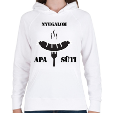 PRINTFASHION Nyugalom! Apa süti - Női kapucnis pulóver - Fehér női pulóver, kardigán