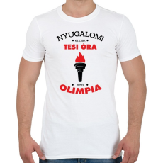 PRINTFASHION Nyugalom! Ez csak tesi óra, nem olimpia - Férfi póló - Fehér
