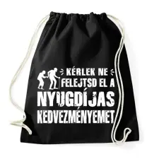 PRINTFASHION Nyugdíjas kedvezmény - Sportzsák, Tornazsák - Fekete tornazsák