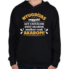 PRINTFASHION Nyugdíjas vagyok! - Gyerek kapucnis pulóver - Fekete gyerek pulóver, kardigán