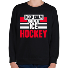 PRINTFASHION Nyugodj le és Jégkorongozz - Gyerek pulóver - Fekete