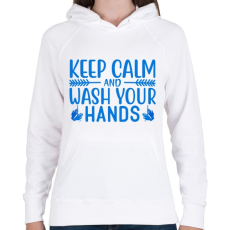 PRINTFASHION Nyugodj le és moss kezet! - Női kapucnis pulóver - Fehér