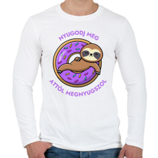 PRINTFASHION Nyugodj meg, attól megnyugszol! - Vicces fánkos lajháros minta - Férfi hosszú ujjú póló - Fehér