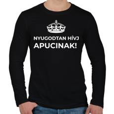 PRINTFASHION NYUGODTAN HÍVJ APUCINAK - Férfi hosszú ujjú póló - Fekete