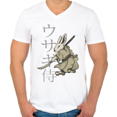 PRINTFASHION Nyúl Ninja - Férfi V-nyakú póló - Fehér