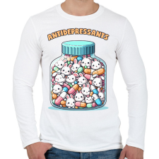 PRINTFASHION Nyuszi antidepresszáns - Férfi hosszú ujjú póló - Fehér férfi póló