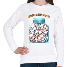 PRINTFASHION Nyuszi antidepresszáns - Női pulóver - Fehér női pulóver, kardigán