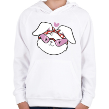 PRINTFASHION Nyuszi csaj - Gyerek kapucnis pulóver - Fehér gyerek pulóver, kardigán
