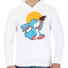 PRINTFASHION Nyuszi és pillangó - Férfi kapucnis pulóver - Fehér