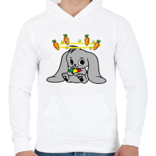 PRINTFASHION nyuszi - Férfi kapucnis pulóver - Fehér férfi pulóver, kardigán
