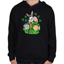 PRINTFASHION Nyuszi  - Gyerek kapucnis pulóver - Fekete gyerek pulóver, kardigán