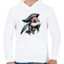 PRINTFASHION Nyuszi Jack Sparrow kapitány jelmezben - Férfi kapucnis pulóver - Fehér férfi pulóver, kardigán