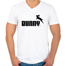 PRINTFASHION Nyuszi logó - Férfi V-nyakú póló - Fehér férfi póló