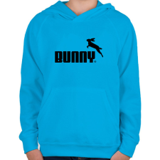 PRINTFASHION Nyuszi logó - Gyerek kapucnis pulóver - Azúrkék gyerek pulóver, kardigán