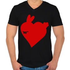 PRINTFASHION Nyuszi love - Férfi V-nyakú póló - Fekete férfi póló