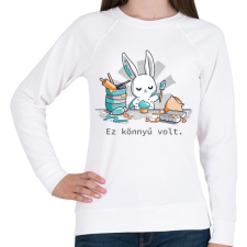 PRINTFASHION Nyuszi sütit készít - könnyű volt_ - Női pulóver - Fehér női pulóver, kardigán