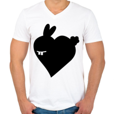 PRINTFASHION Nyuszi szív - Férfi V-nyakú póló - Fehér férfi póló