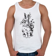 PRINTFASHION nyuszi virágokkal fekete - Férfi atléta - Fehér atléta, trikó