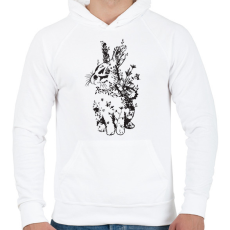PRINTFASHION nyuszi virágokkal fekete - Férfi kapucnis pulóver - Fehér