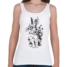 PRINTFASHION nyuszi virágokkal fekete - Női atléta - Fehér női trikó
