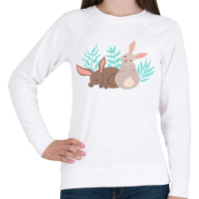 PRINTFASHION Nyuszik - Női pulóver - Fehér női pulóver, kardigán