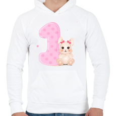 PRINTFASHION Nyuszilány 1 éves - Férfi kapucnis pulóver - Fehér