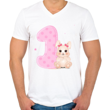 PRINTFASHION Nyuszilány 1 éves - Férfi V-nyakú póló - Fehér férfi póló