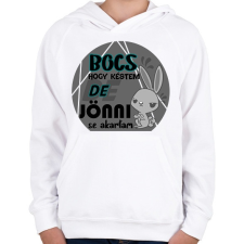 PRINTFASHION nyuszis bocs hogy késtem - Gyerek kapucnis pulóver - Fehér gyerek pulóver, kardigán