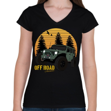 PRINTFASHION Off Road adventure - Női V-nyakú póló - Fekete női póló