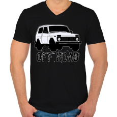PRINTFASHION OFF ROAD - Férfi V-nyakú póló - Fekete