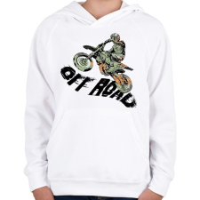 PRINTFASHION Off road motosport - Gyerek kapucnis pulóver - Fehér gyerek pulóver, kardigán