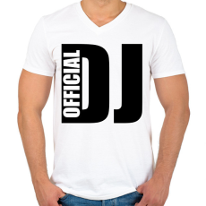 PRINTFASHION Official Dj - Férfi V-nyakú póló - Fehér