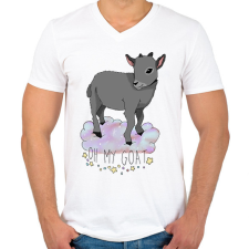 PRINTFASHION Oh my goat - Férfi V-nyakú póló - Fehér férfi póló