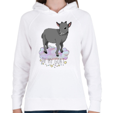 PRINTFASHION Oh my goat - Női kapucnis pulóver - Fehér női pulóver, kardigán