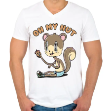 PRINTFASHION Oh my nut - Férfi V-nyakú póló - Fehér férfi póló