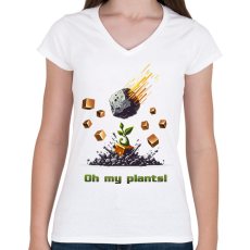 PRINTFASHION Oh my plants! - Női V-nyakú póló - Fehér
