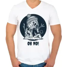 PRINTFASHION Oh No - Férfi V-nyakú póló - Fehér férfi póló