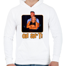 PRINTFASHION Oh sh*t - Férfi kapucnis pulóver - Fehér férfi pulóver, kardigán