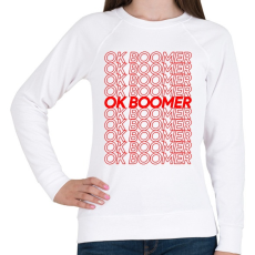 PRINTFASHION ok boomer - Női pulóver - Fehér