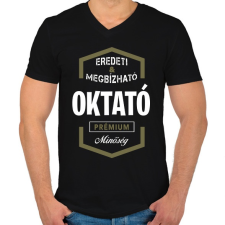 PRINTFASHION Oktató prémium minőség - Férfi V-nyakú póló - Fekete férfi póló