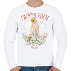 PRINTFASHION Októberben férjhez megyek - Férfi pulóver - Fehér